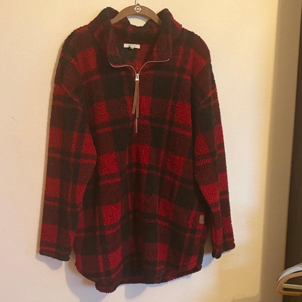 Maurices Burgundy and Black Fleece Jacket